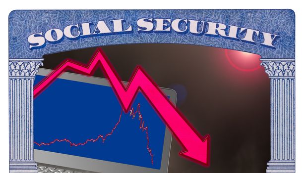 Social security trust fund issues after market crash with laptop