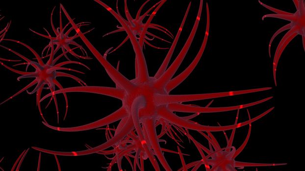 3D neuron cells network structure background. 3D rendering
