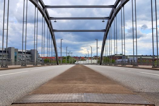 Empty bridge in the streets of Kiel in Germany during the corona
