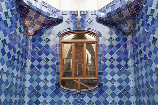 Casa Batllo atrium with inner windows, Barcelona, Spain