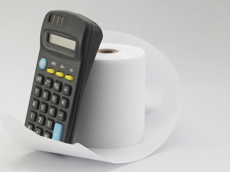 calculator on the adding tape machine