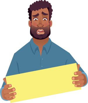African man holding blank card