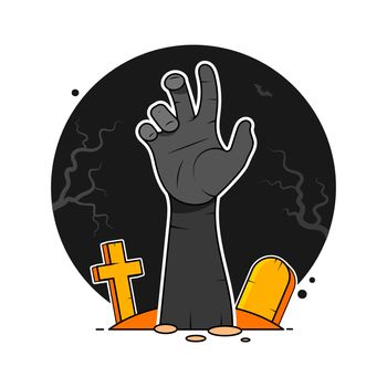 zombie hand from hell. undead hand - vector
