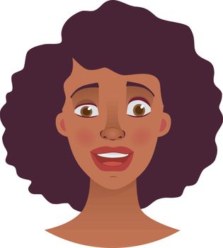 Face of African woman. Emotions of african american woman face. Facial expression vector illustration