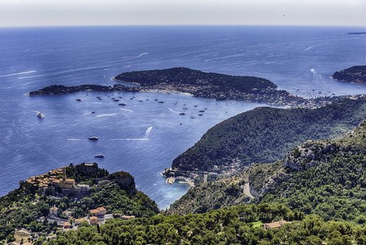 Landscape view over the French Riviera coastline, Cote d'Azur, F