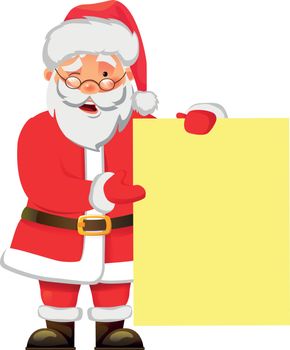 Santa Claus holding banner. Santa Claus holding blank sign vector illustration