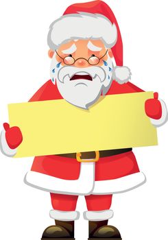 Santa Claus holding banner. Santa Claus with message board vector illustration. Christmas Greeting Card