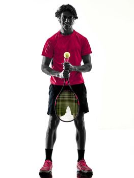 tennis player man silhouette isolated white background
