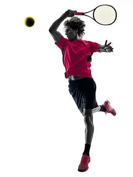 tennis player man silhouette isolated white background