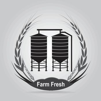 Agricultural Silo and wheat icon