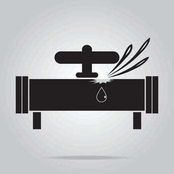 Water leak icon, Pipe and valve icon sign
