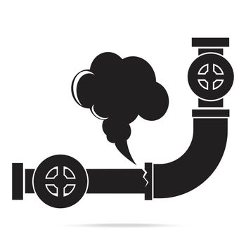 Gas leak pipe icon. Pollution Gas Pipe icon sign