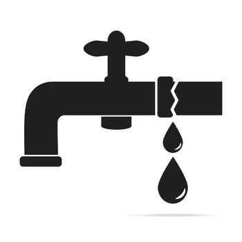 Water leak from Faucet icon vector illustration