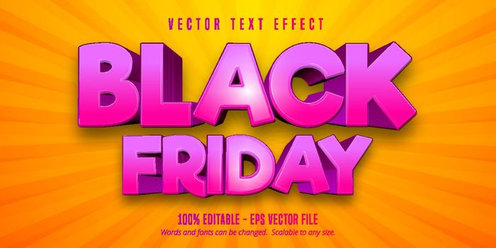 Black Friday text, cartoon style editable text effect