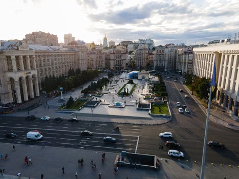 Independence Square in Kyiv, Ukraine. Maidan. Aerial view