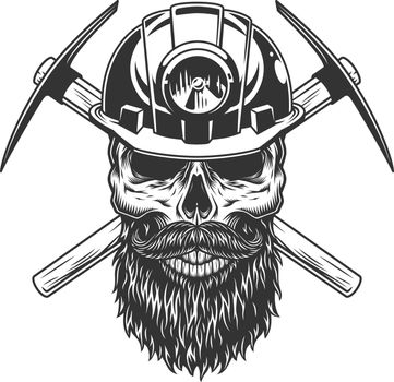 Bearded and mustached miner skull