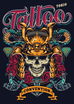 Tattoo convention in Tokio colorful poster