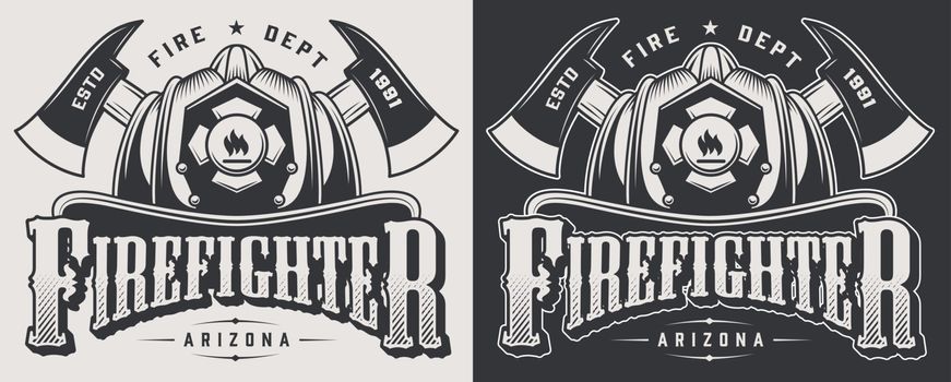 Vintage firefighting emblems