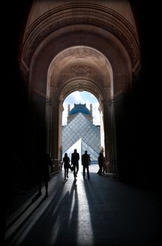 View of Louvre pyramid from the passage.