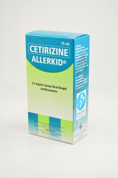 Cetirizine allerkid antihistamine syrup box in Manila, Philippin