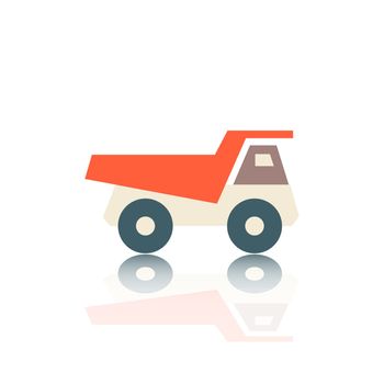 Icon truck with mirror reflection. Flat style, vector illustration.