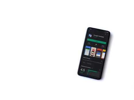 Google Translate app play store page on the display of a black m