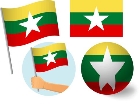 Burma flag icon set