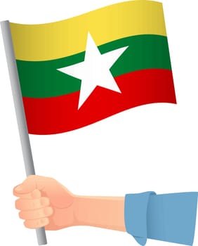 Burma flag in hand