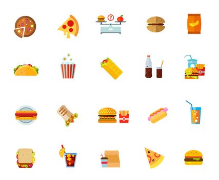 Fatty food icon set
