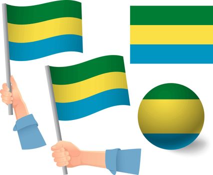 Gabon flag in hand icon