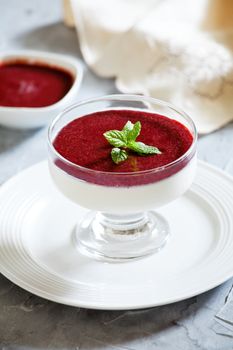 Homemade Panna Cotta With Cherry Syrup
