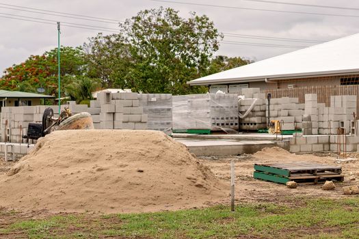 House Under Construction In A Residential Suburb