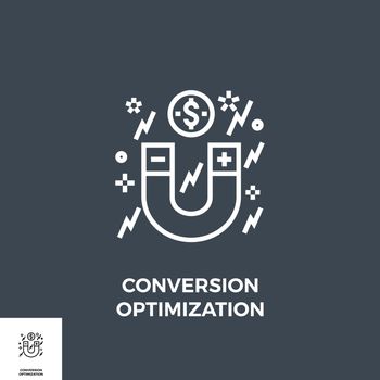 Conversion Optimization Related Vector Thin Line Icon. Isolated on Black Background. Vector Illustration.