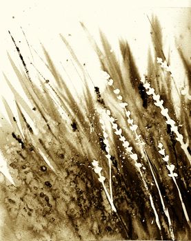 Abstract grass in the wind. Brown sepia colors. Monochrome background.