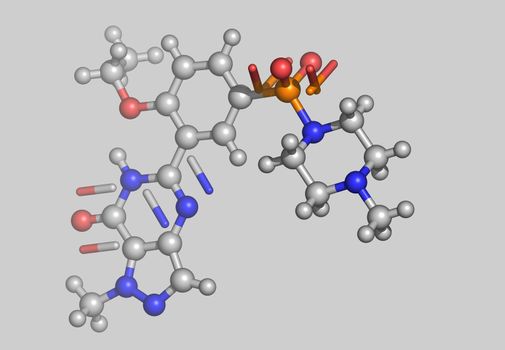 Viagra molecular model with atoms