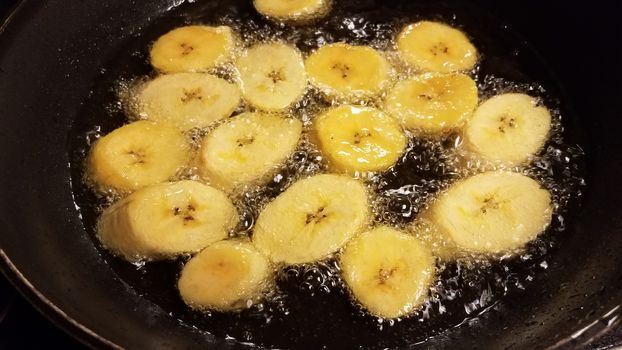 plantain banana from Puerto Rico boiling in oil