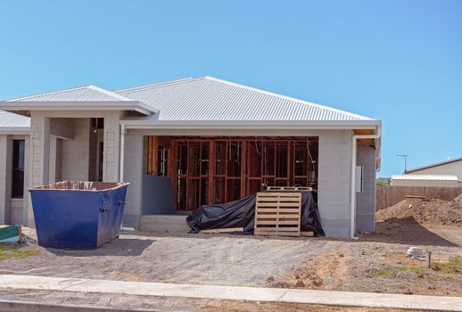 House Under Construction In A Residential Suburb