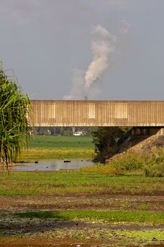 Concrete Railway Overpass Across A River