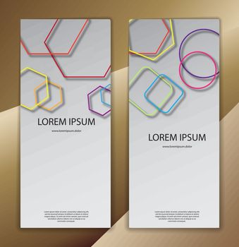 set of dark banners with geometric shapes. Color vector illustra