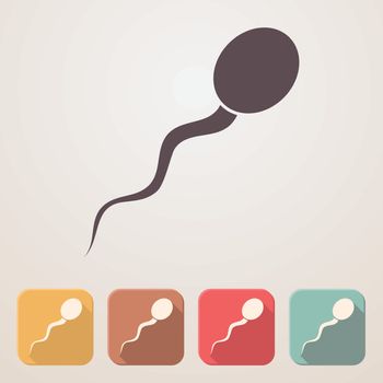 Spermatozoon flat icon set in color boxes with shadow
