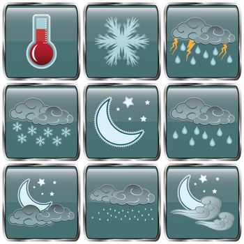 Night weather colour icons set divided