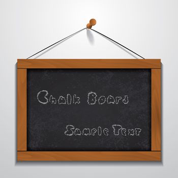 Chalkboard wood frame sample text hanging on wall