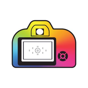 Professional photocamera icon filled with color conical gradient isolated. photo logotype mock up. Photographi logo design template
