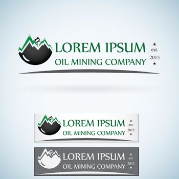 OIl gas company vector logo design template color set. fire oil drop with mountains abstract symbol concept icon.
