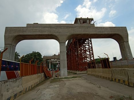 under construction flyover bridge