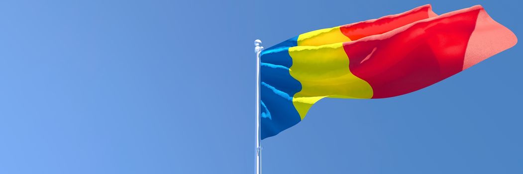 3D rendering of the national flag of Romania waving in the wind