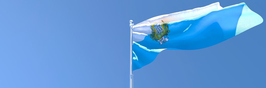 3D rendering of the national flag of San Marino waving in the wind