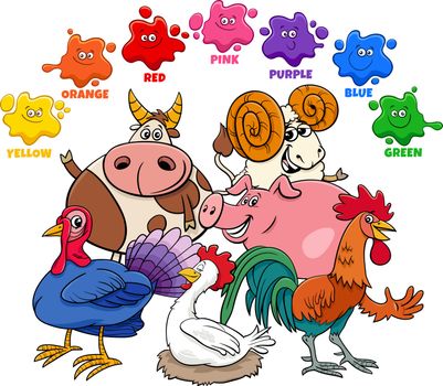 basic colors for kids with farm animal characters group