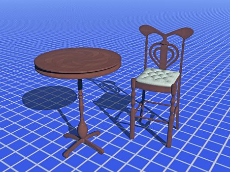 Stuhl und Tisch