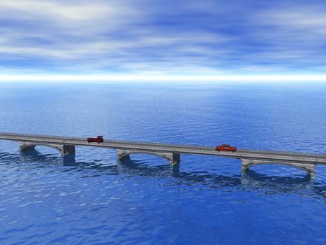 Brücke mit Autos über Meerenge